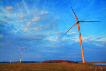 landscape with wind farm, winter time Poland Europe	
