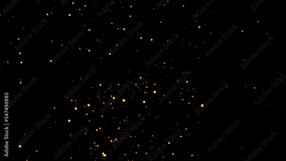 Poster 4k gold bokeh lights. particles trail. golden particle magic trace. glitters floating in space. isol