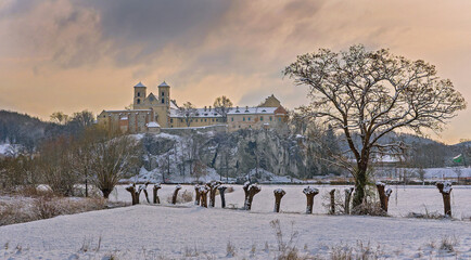 Benedictine Abbey in Tyniec near Krakow in Poland in winter time