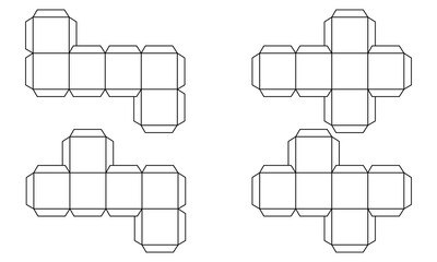 cube mesh net pattern on white background