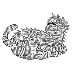 a hairy cat that has an abstract wood pattern on its body is looking up