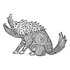 a wolf with a spiral pattern