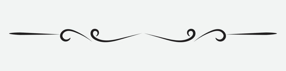 ornamental filigree flourish and thin divider. Classical vintage element, vector illustration