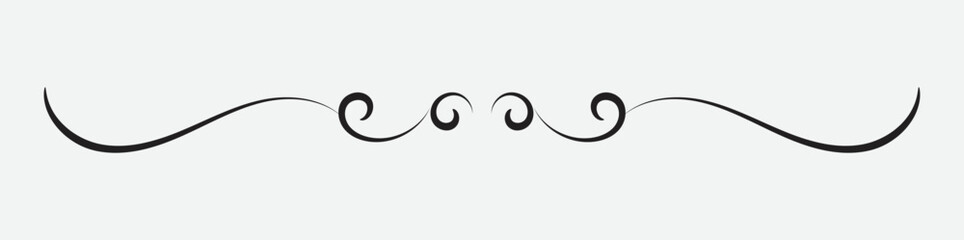 ornamental filigree flourish and thin divider. Classical vintage element, vector illustration