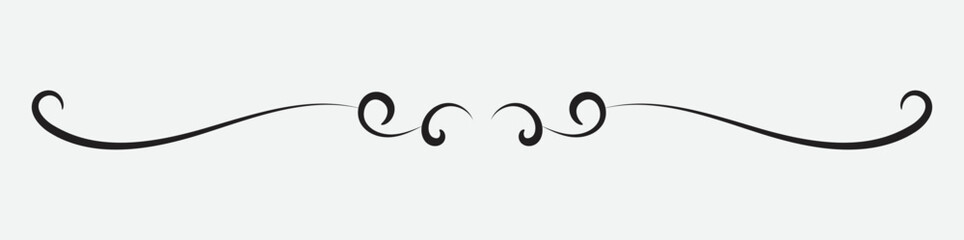 ornamental filigree flourish and thin divider. Classical vintage element, vector illustration