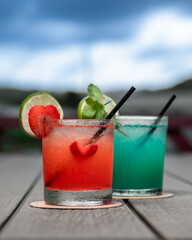 Cocktail with Lime and Cherry