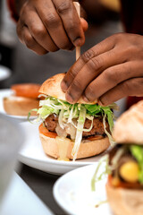 Grilled 6oz burger preparation 