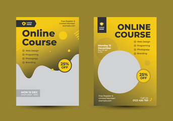 Online course class flyer brochure template design