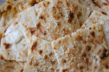 Freshly made traditional Persian bread - sangak