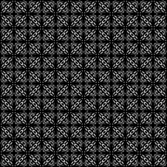 Black and white seamless abstract pattern. Background and backdrop. Grayscale ornamental design. Mosaic ornaments. Vector graphic illustration. EPS10.