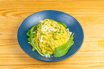 healthy food plate, Fresh, Top view on wood table.