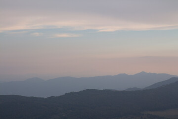 sunset on the mountain summit at miletto in matese park