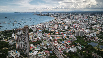 Obraz na płótnie Canvas The aerial views of Pattaya in Thailand