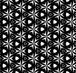 Black and white seamless abstract pattern. Background and backdrop. Grayscale ornamental design. Mosaic ornaments. Vector graphic illustration. EPS10.