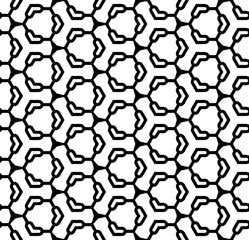 Black and white seamless abstract pattern. Background and backdrop. Grayscale ornamental design. Mosaic ornaments. Vector graphic illustration. EPS10.