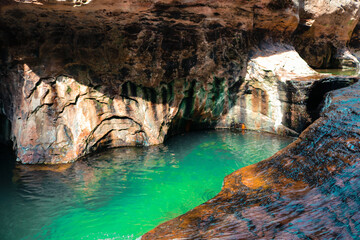 Green Natural Pool in the Cave