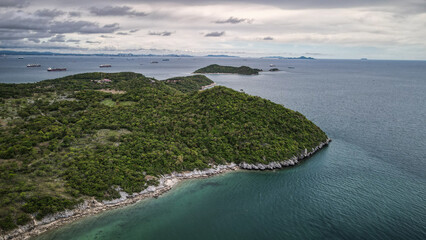 The aerial views of Koh Sichang Island in Thailand