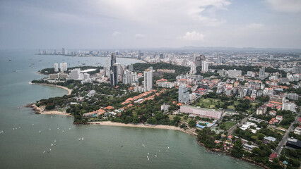 The aerial view of Pattaya in Thailand