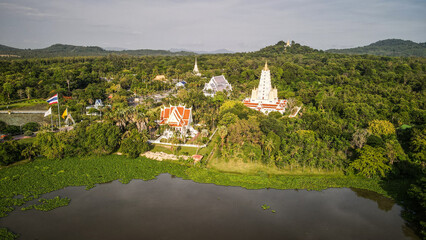 The aerial view of temple around Pattaya in Thailand