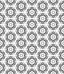 Poster Black and white seamless abstract pattern. Background and backdrop. Grayscale ornamental design. Mosaic ornaments. Vector graphic illustration. EPS10. © Jozsef