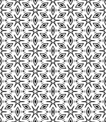 Black and white seamless abstract pattern. Background and backdrop. Grayscale ornamental design. Mosaic ornaments. Vector graphic illustration. EPS10.