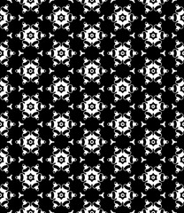 Black and white seamless abstract pattern. Background and backdrop. Grayscale ornamental design. Mosaic ornaments. Vector graphic illustration. EPS10.