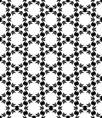 Black and white seamless abstract pattern. Background and backdrop. Grayscale ornamental design. Mosaic ornaments. Vector graphic illustration. EPS10.