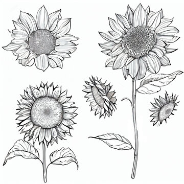 Sunflower Drawing Sketch Outline  