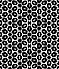 Black and white seamless abstract pattern. Background and backdrop. Grayscale ornamental design. Mosaic ornaments. Vector graphic illustration. EPS10.