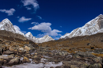 Fototapeta na wymiar Everest Base Camp and Amadablam Trekking in the Himalayas of Solukhumbu,Nepal