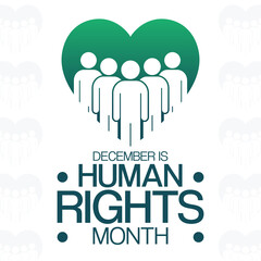 December is Human Rights Month. Vector illustration. Holiday poster.