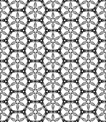 Black and white seamless abstract pattern. Background and backdrop. Grayscale ornamental design. Mosaic ornaments. Vector graphic illustration. EPS10.