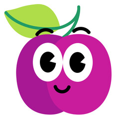 Obraz premium Plum face cute with white stroke