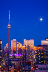 Fototapeta na wymiar View of Toronto skyscraper with beautiful night sky as background
