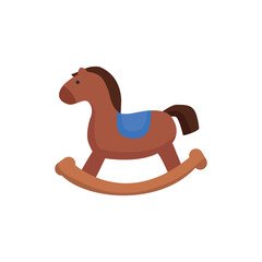 Vector cute wooden horse toy for kids isolated on white.