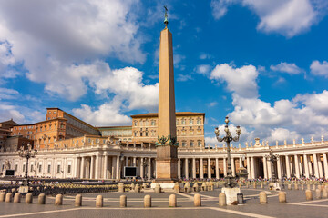 Fototapeta na wymiar Egyptian obelisk on St Peter's square in Vatican, Rome, Italy