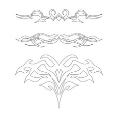 Beautiful and elegant vector illustration of tattoo design. Tattoo treble vector design.Tribal ornamental tattoo Vector doodle set. Ethnic elements for design,primitive art. Hand drawing simple sketch