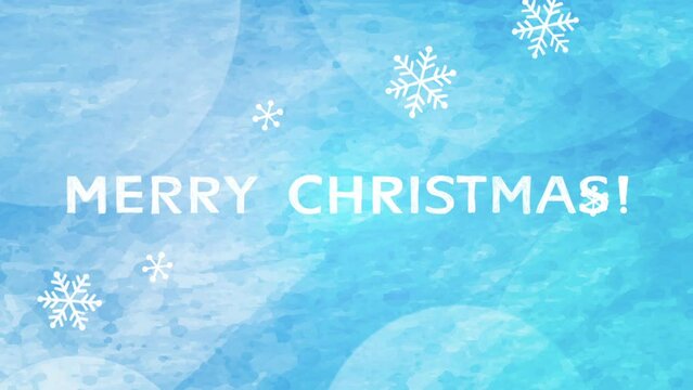 MERRY CHRISTMAS（メリークリスマス）の文字と雪の結晶のアニメーション