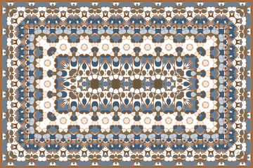 Rich persian blue colored carpet ethnic pattern. - 547464829