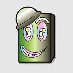 Illustration of funny abstract comic icon with various emotion