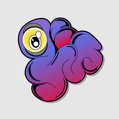 Funny cartoon and comic character faces. Character mascot emotion vector element for illustration