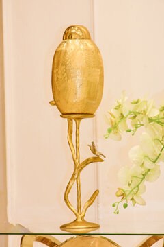 luxury golden flowers table vase modern metallic interior decoration pot