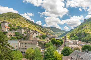 Fototapeta na wymiar Village of Sainte-Enimie classified among the Most Beautiful Villages of France.
