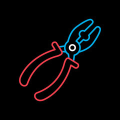 Pliers vector flat icon. Construction, repair sign