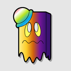 Illustration of cute cartoon comic character in retro style with expressions of different emotions