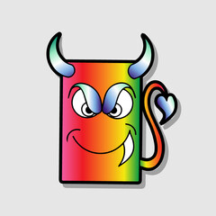 Illustration of cute cartoon comic character in retro style with expressions of different emotions