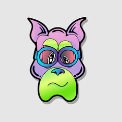 Illustration of funny abstract comic icon with various emotion