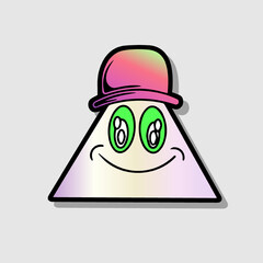 Illustration of funny abstract comic icon with various emotion