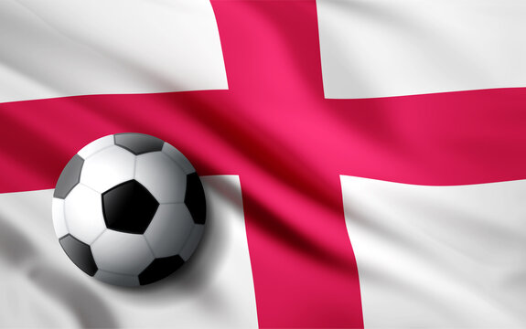 Soccer ball on flag of England