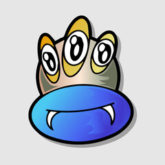 Illustration of funny abstract comic icon with various emotion